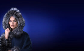 Blue Alpaca Cape with Blue Dyed Silver Fox