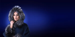 Blue Alpaca Cape with Blue Dyed Silver Fox