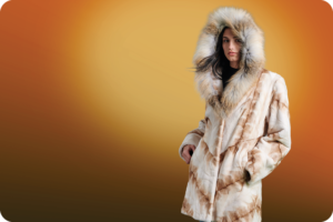 Sheared Pastel Mink Sections Parka with Golden Isle Fox Trim 